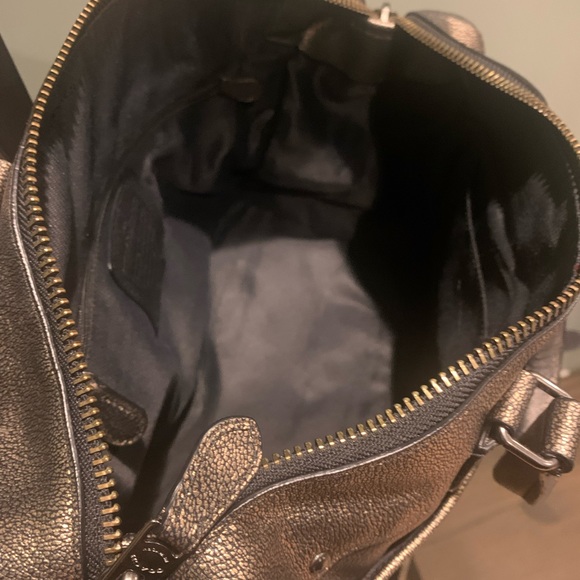 Dark Gold Coach Leather Bronze Satchel Purse
13" (L) x 9.5" (H) x 7" (W) - Picture 11 of 14
